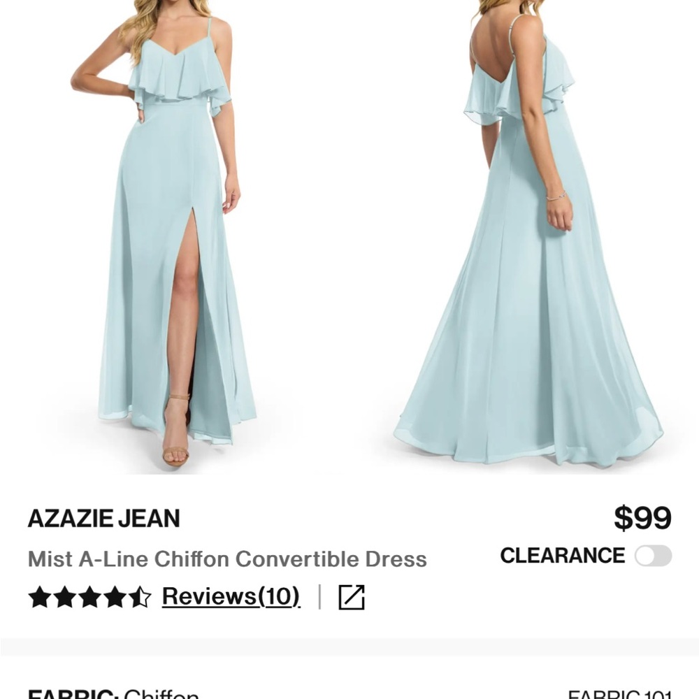 Azazie Mist A-Line Chiffon Maxi Dress in Light Blue